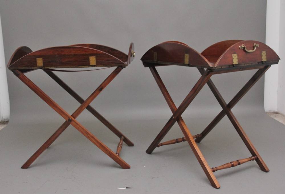 A pair of 19th Century rosewood folding butlers tray on stands View IX