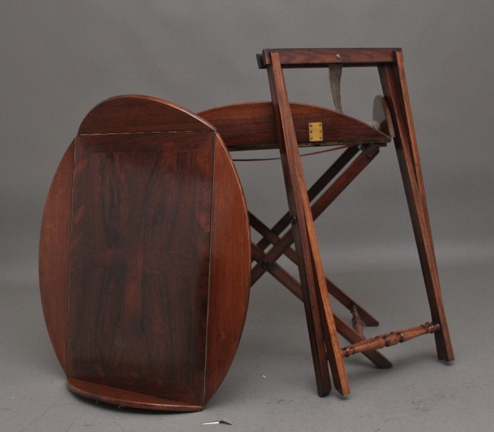 A pair of 19th Century rosewood folding butlers tray on stands View XII