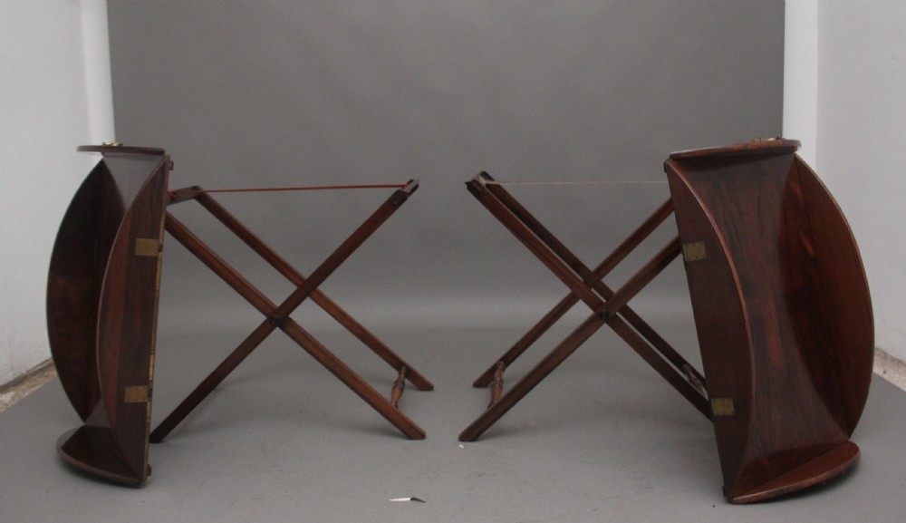 A pair of 19th Century rosewood folding butlers tray on stands View XIII