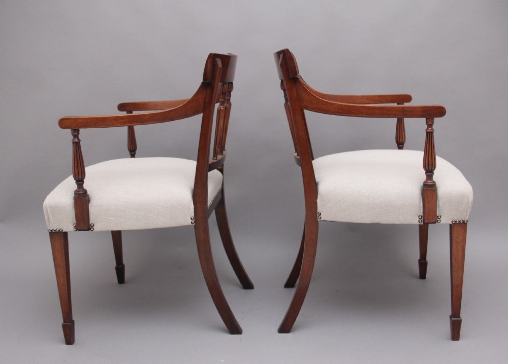 Pair of 19th Century mahogany armchairs View X