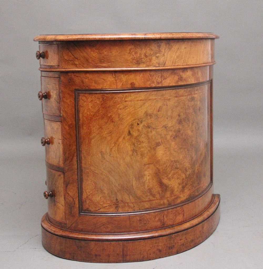 19th Century burr walnut pedestal kidney shaped desk View V