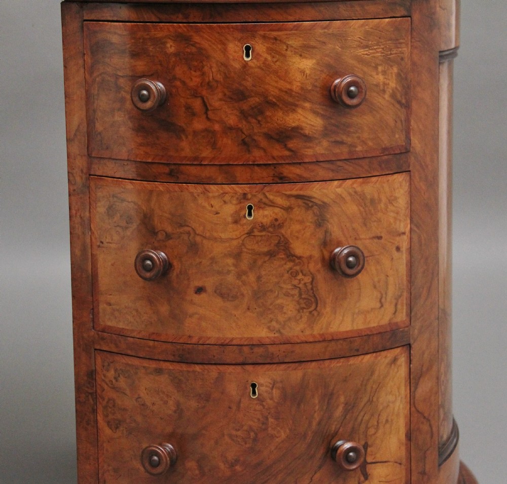 19th Century burr walnut pedestal kidney shaped desk View XIII