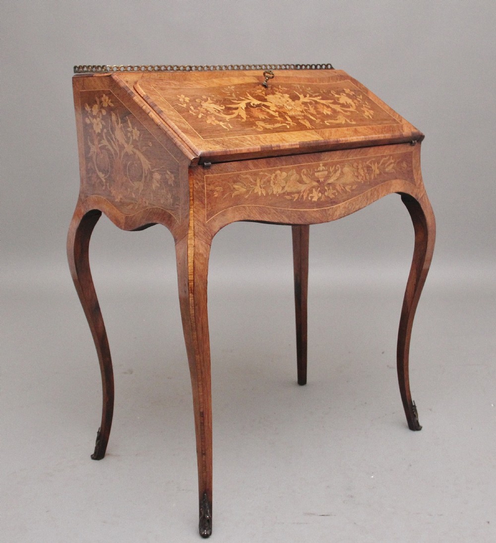 A superb quality freestanding 19th Century Kingwood and marquetry inlaid bureau