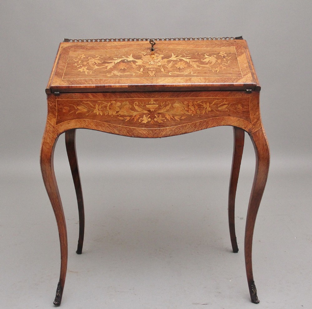A superb quality freestanding 19th Century Kingwood and marquetry inlaid bureau View IV