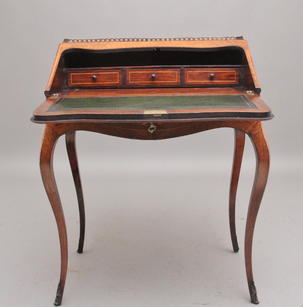 A superb quality freestanding 19th Century Kingwood and marquetry inlaid bureau View V