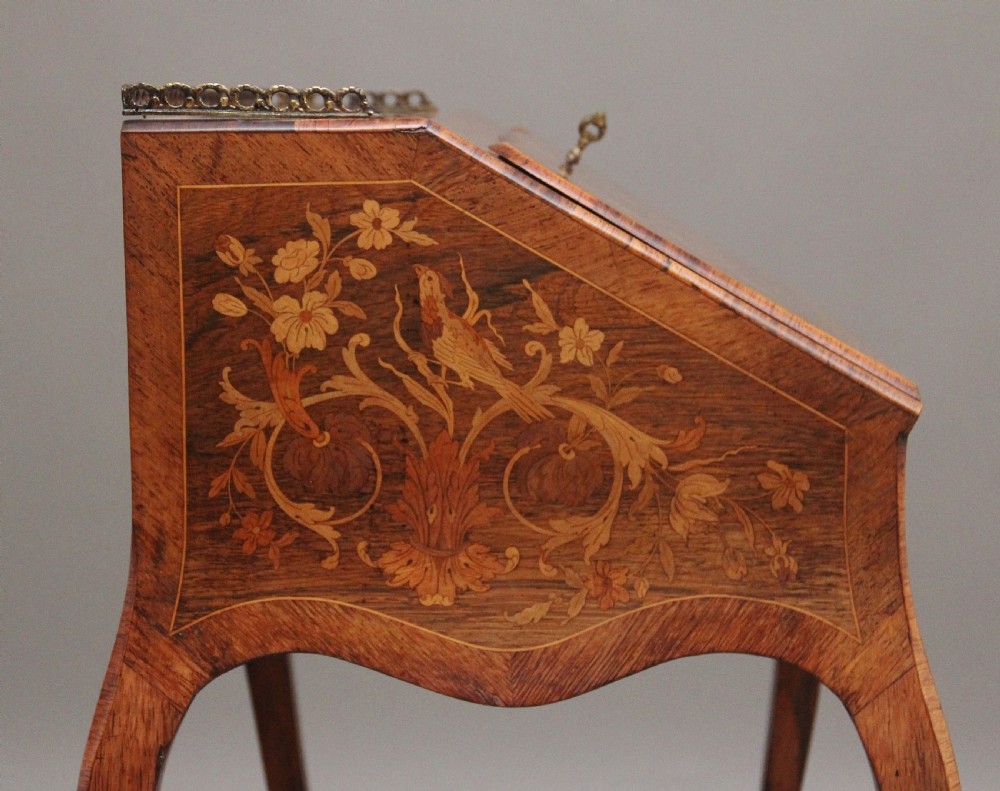 A superb quality freestanding 19th Century Kingwood and marquetry inlaid bureau View XVII