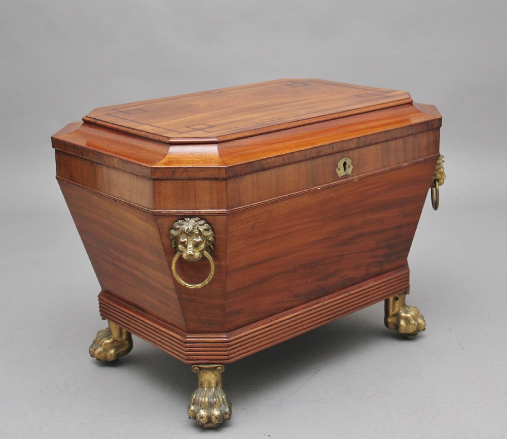 Regency mahogany sarcophagus wine cooler