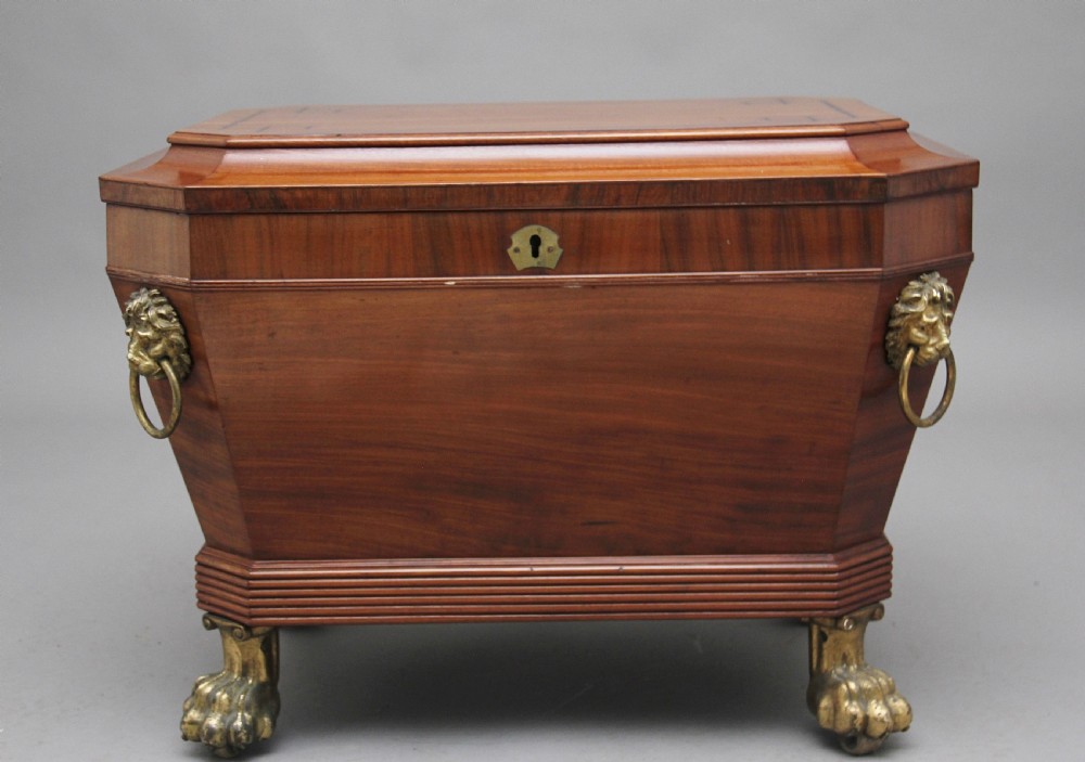 Regency mahogany sarcophagus wine cooler View III