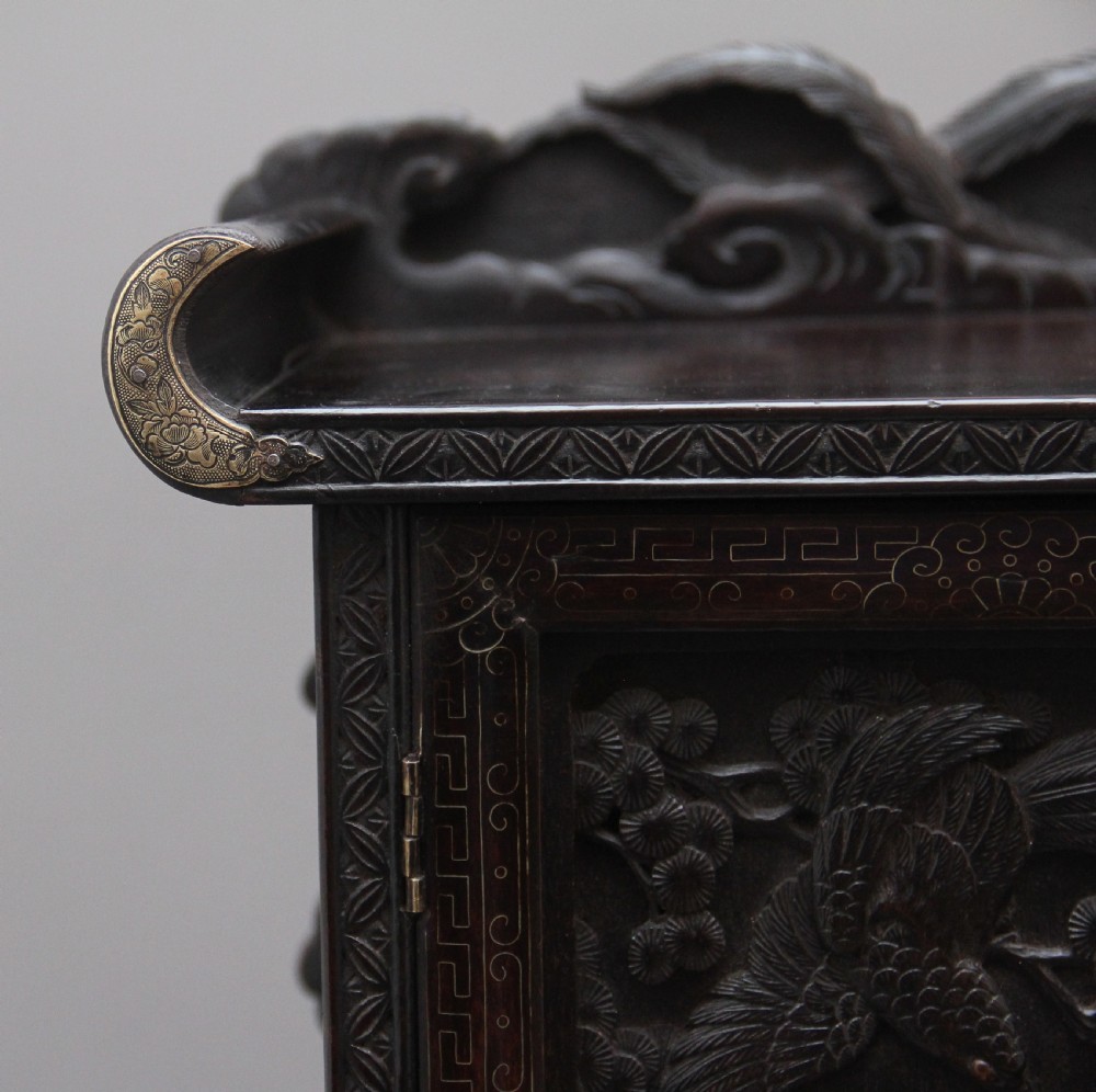 19th Century highly carved Japanese desk and chair View XVIII