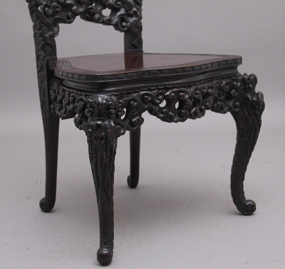 19th Century highly carved Japanese desk and chair View XXII