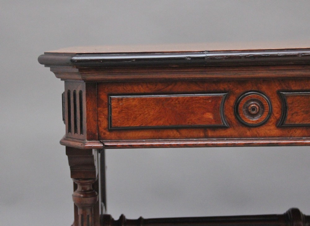 19th Century pollard oak and ebonised library table View III
