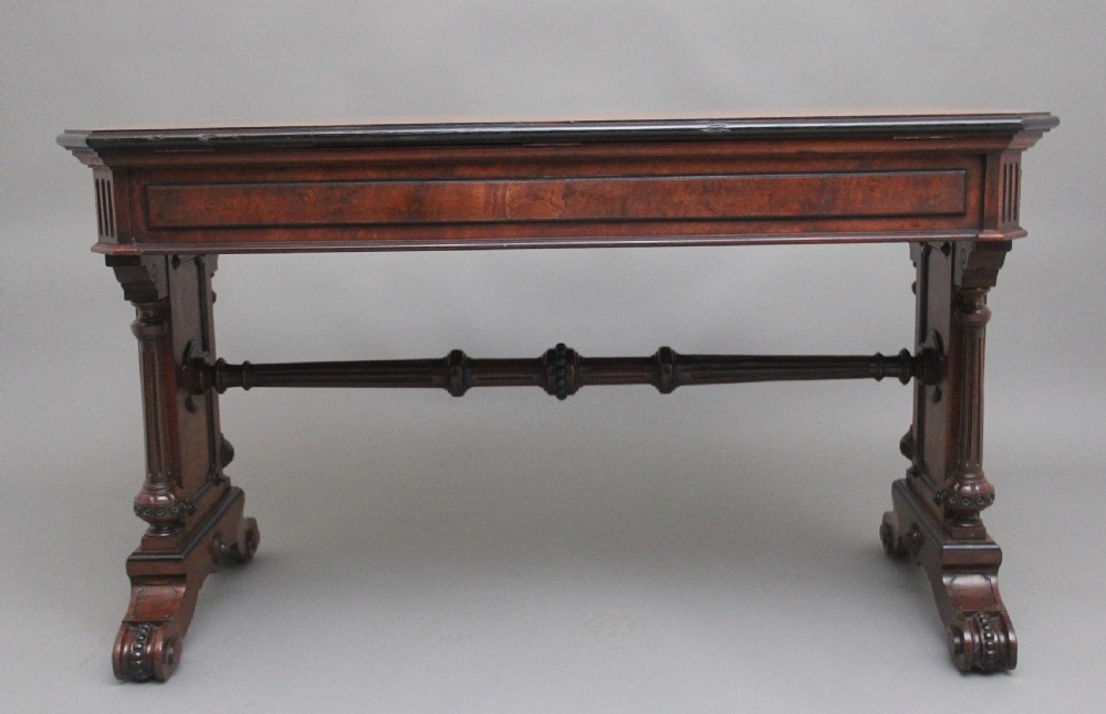 19th Century pollard oak and ebonised library table View X