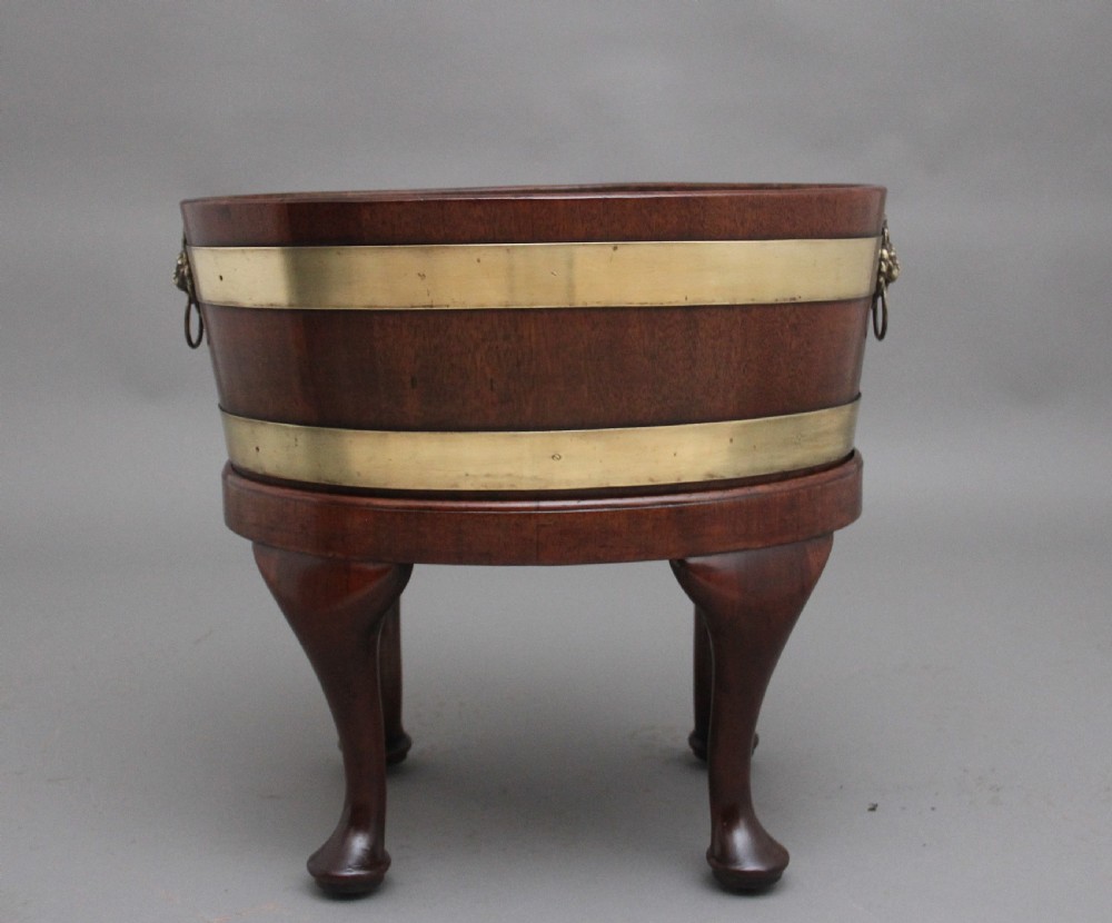 18th Century mahogany and brass bound oval wine cooler View III