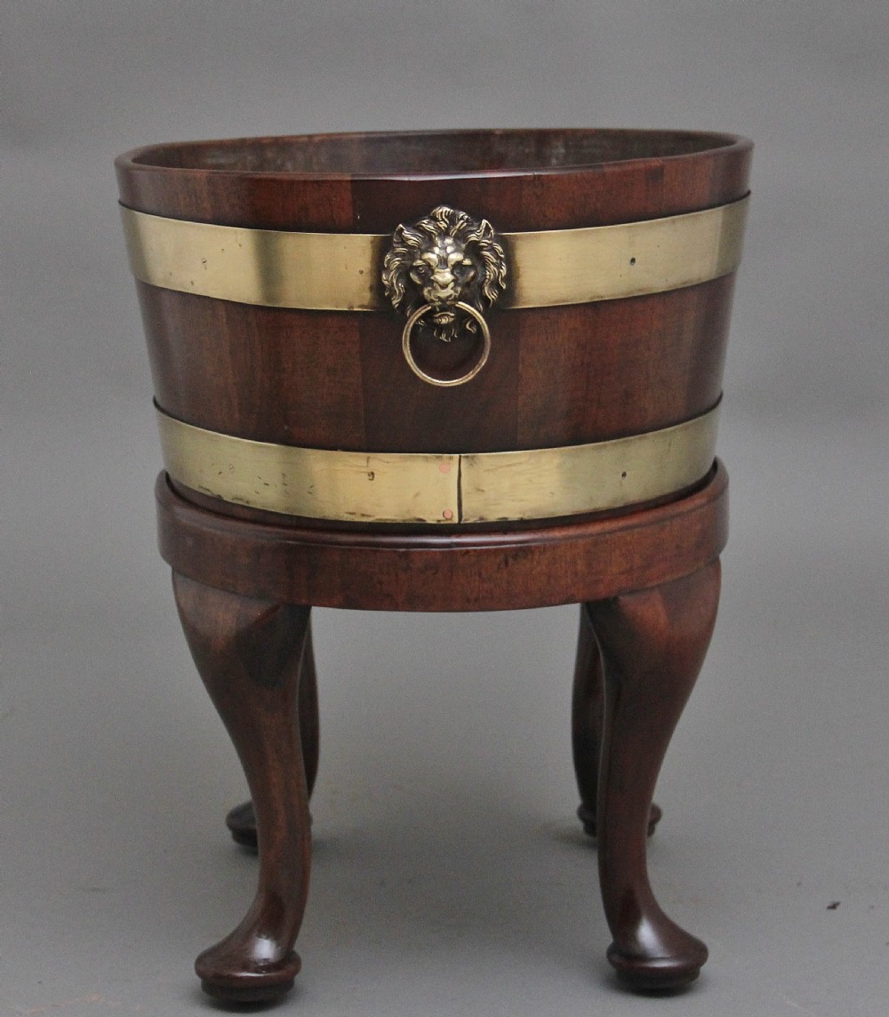 18th Century mahogany and brass bound oval wine cooler View IV