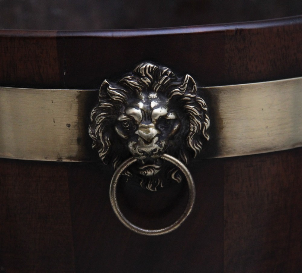 18th Century mahogany and brass bound oval wine cooler View V