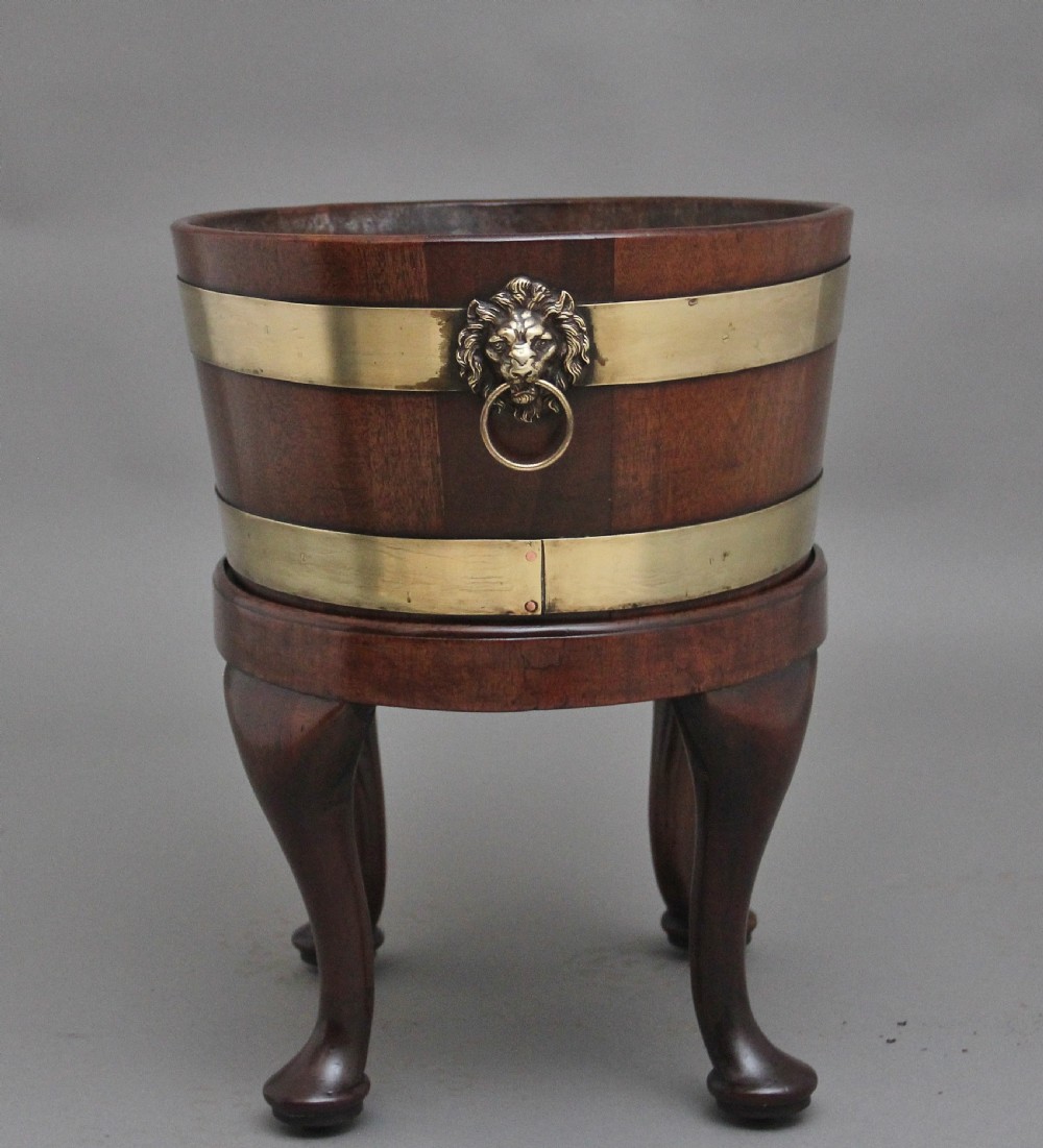 18th Century mahogany and brass bound oval wine cooler View VII