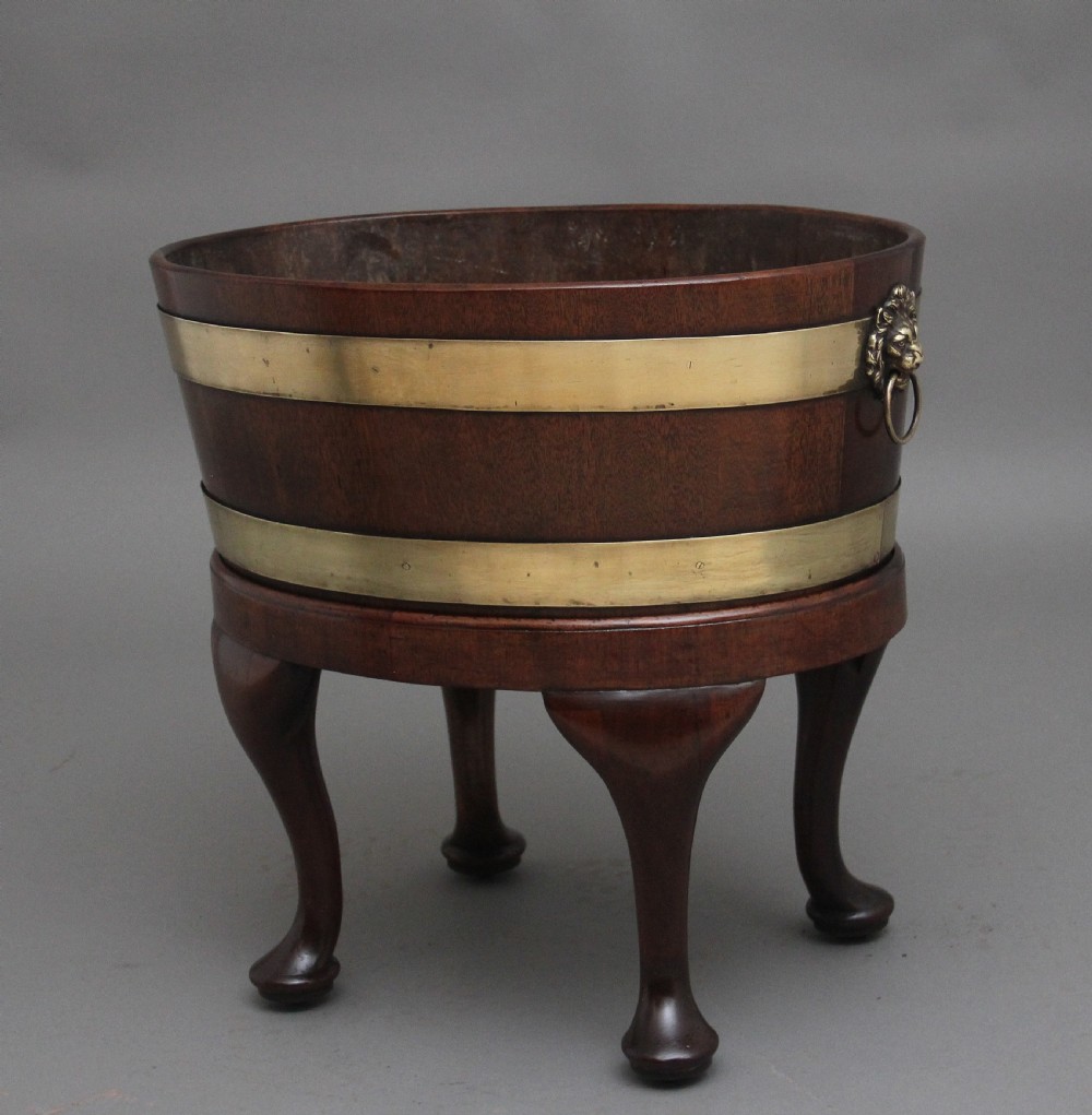18th Century mahogany and brass bound oval wine cooler View VIII