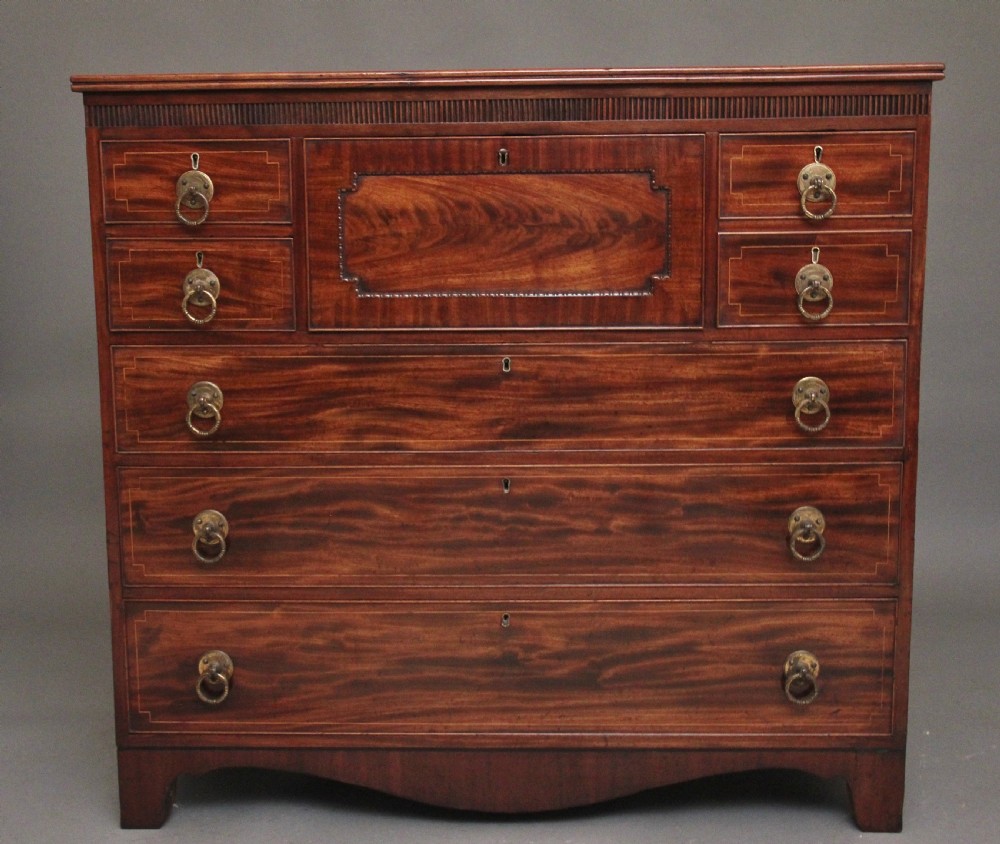 large 19th Century mahogany secretaire chest of drawers View II