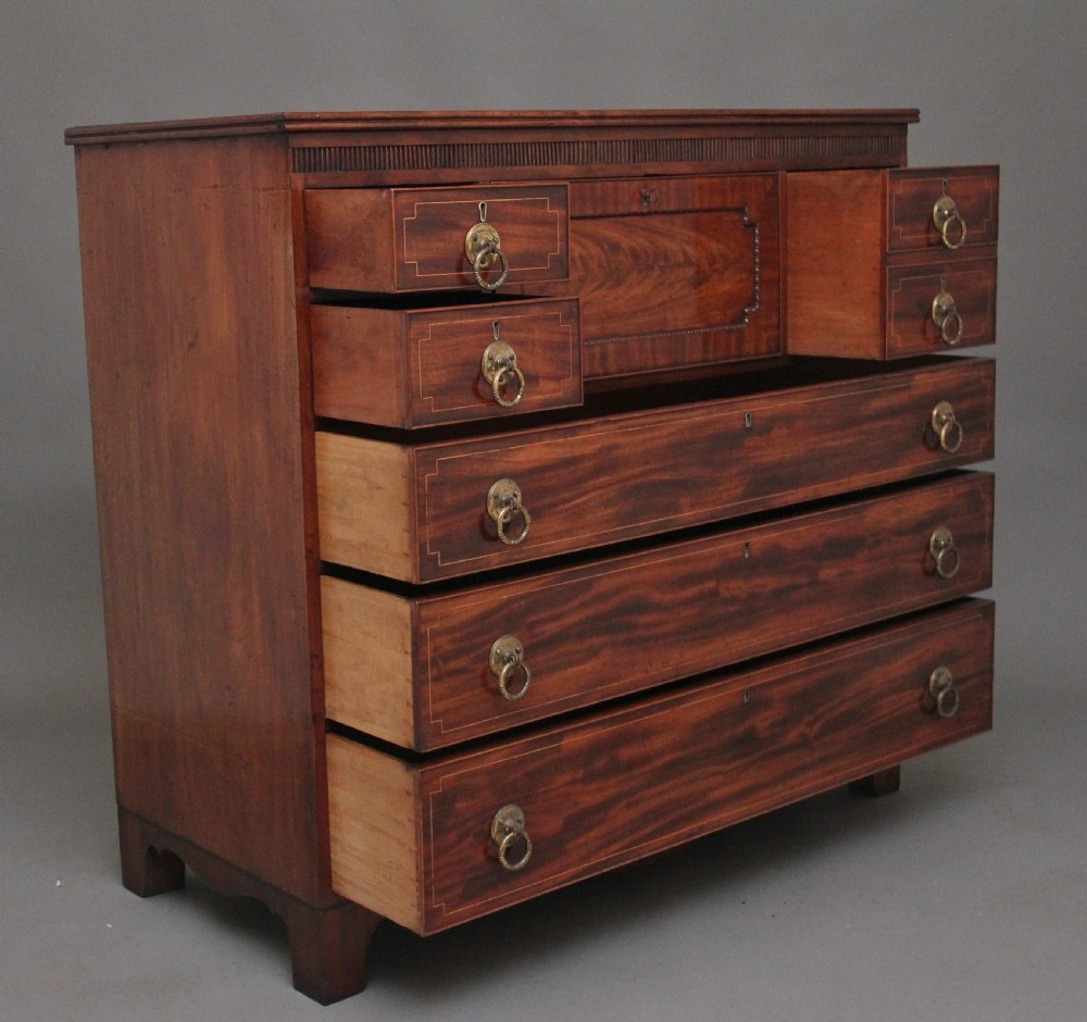 large 19th Century mahogany secretaire chest of drawers View IX