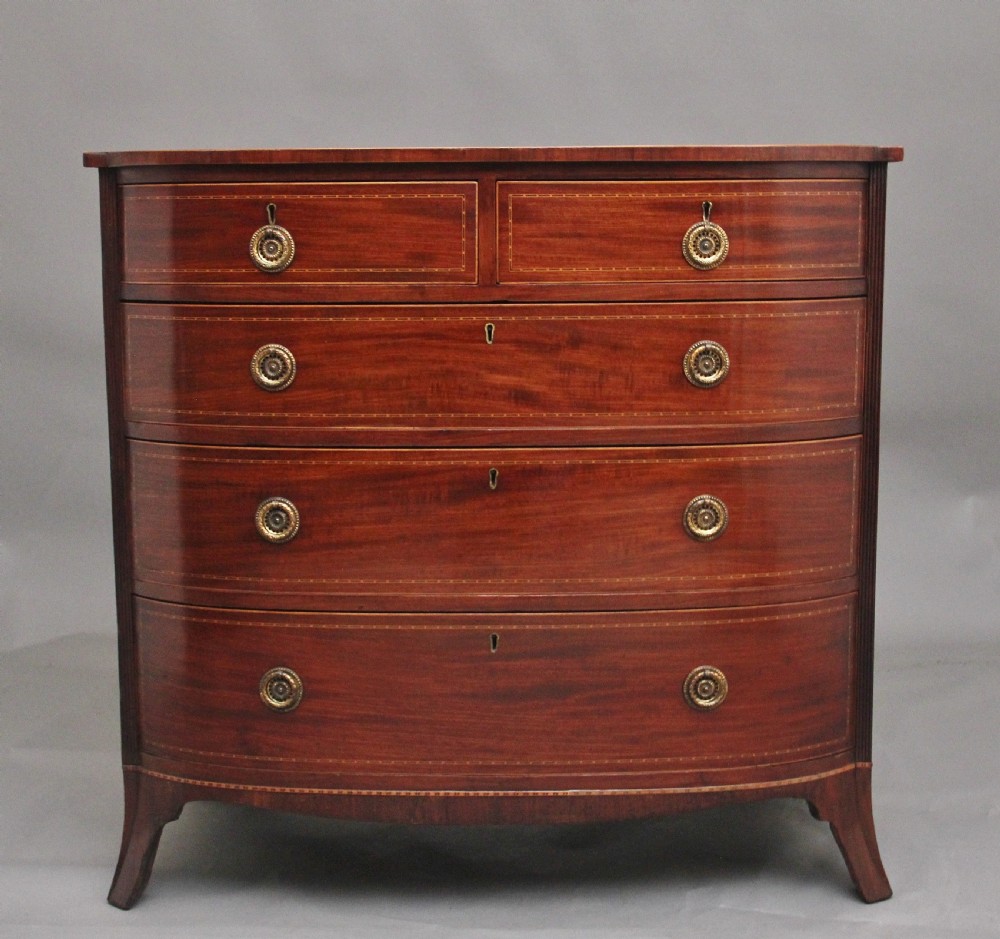 19th Century inlaid mahogany bowfront chest of drawers