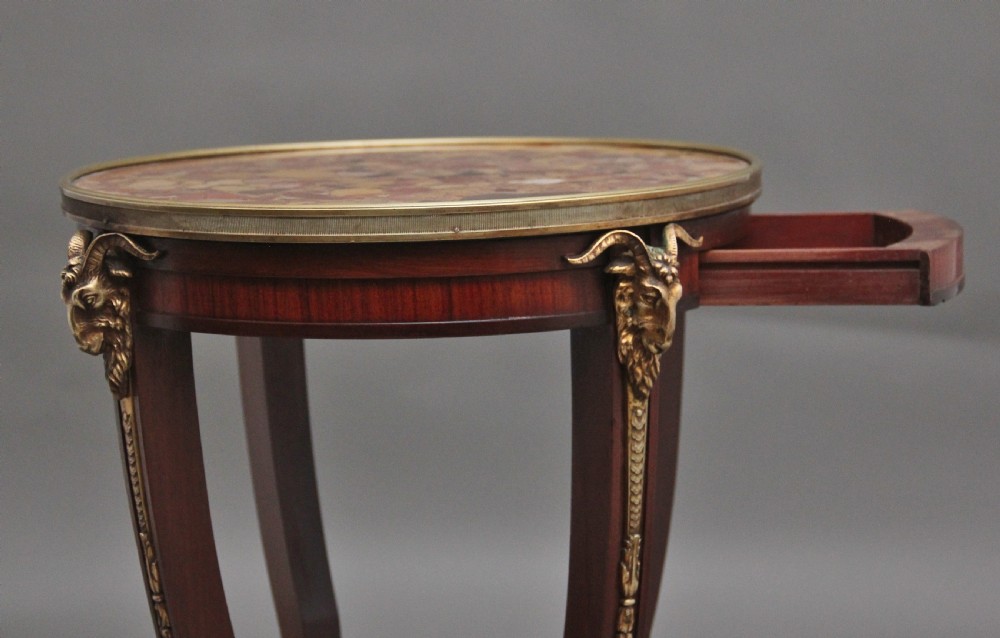 19th Century French mahogany and marble top occasional table View V