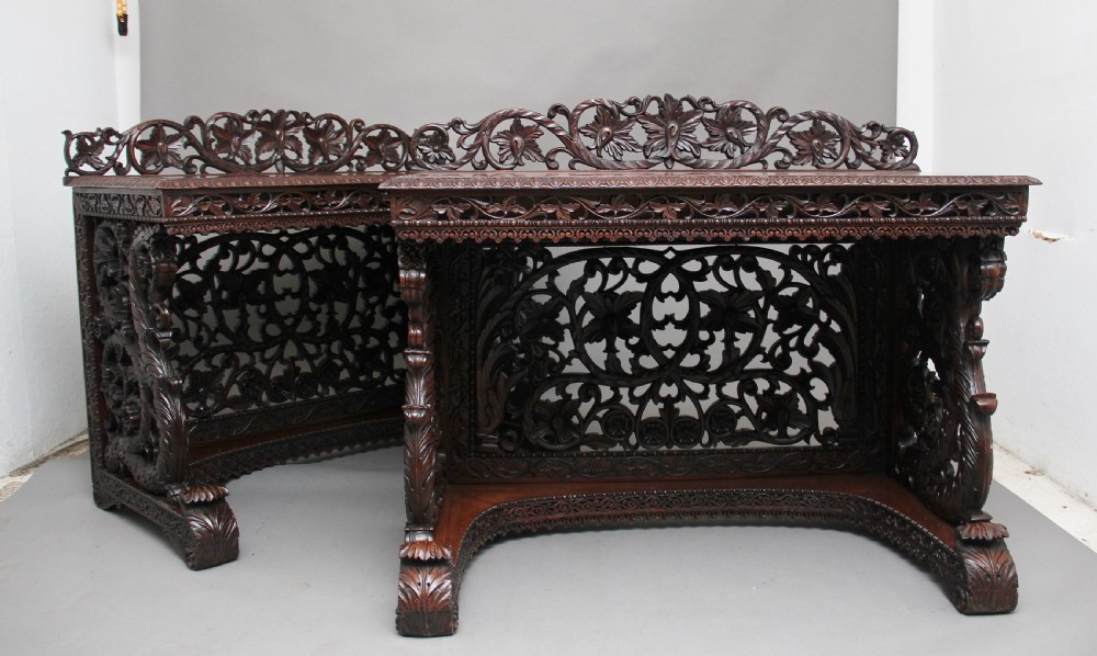 Pair of 19th Century carved console tables
