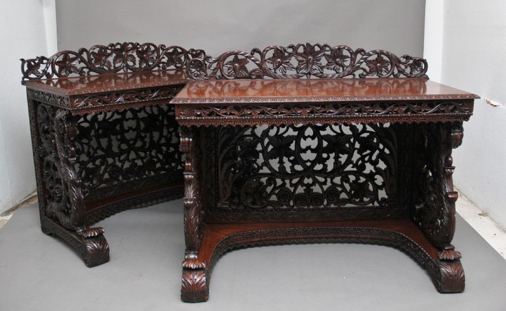 Pair of 19th Century carved console tables View II