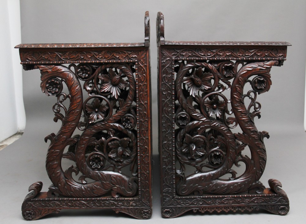 Pair of 19th Century carved console tables View V