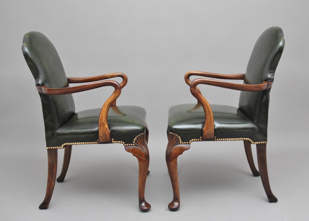 Pair of early 20th Century walnut armchairs View III