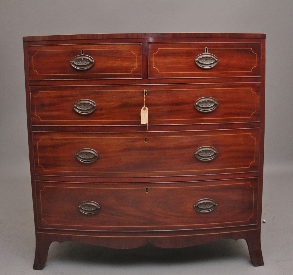 Early 19th Century inlaid mahogany bowfront chest of drawers