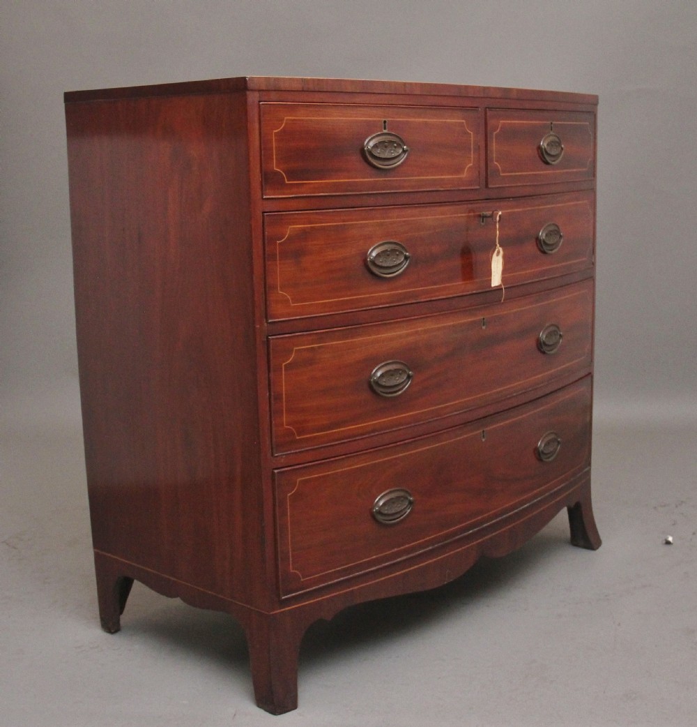 Early 19th Century inlaid mahogany bowfront chest of drawers View IV