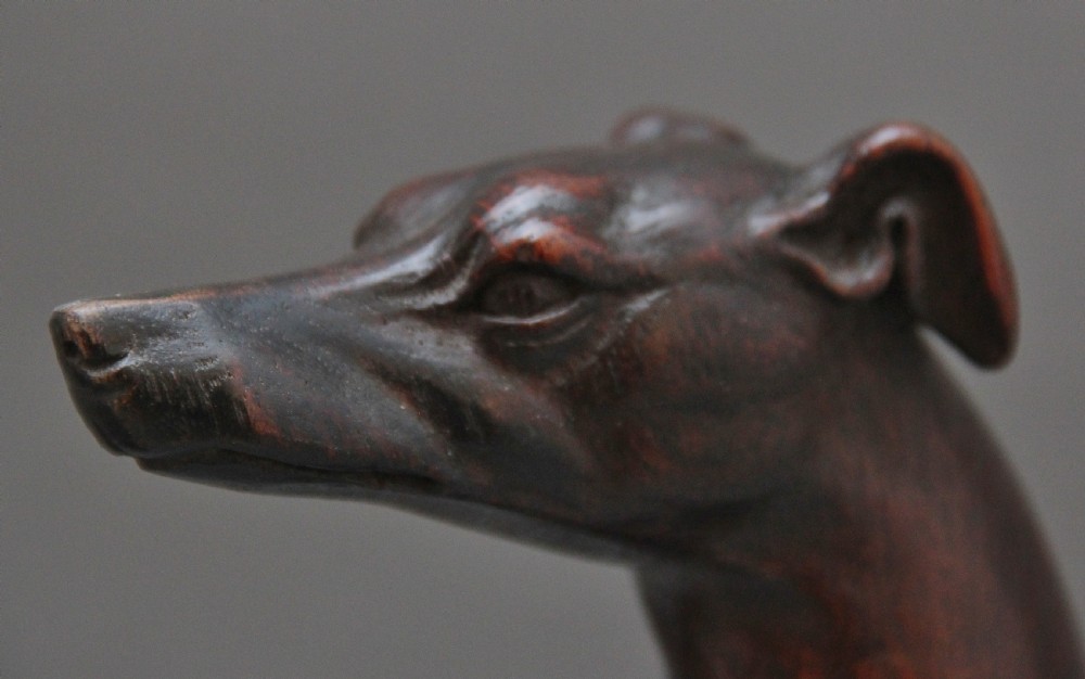Pair early 20th Century carved oak greyhounds View X