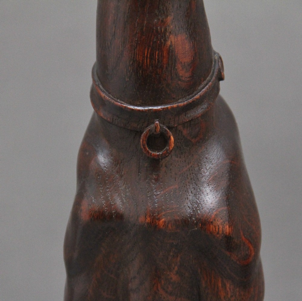 Pair early 20th Century carved oak greyhounds View XI