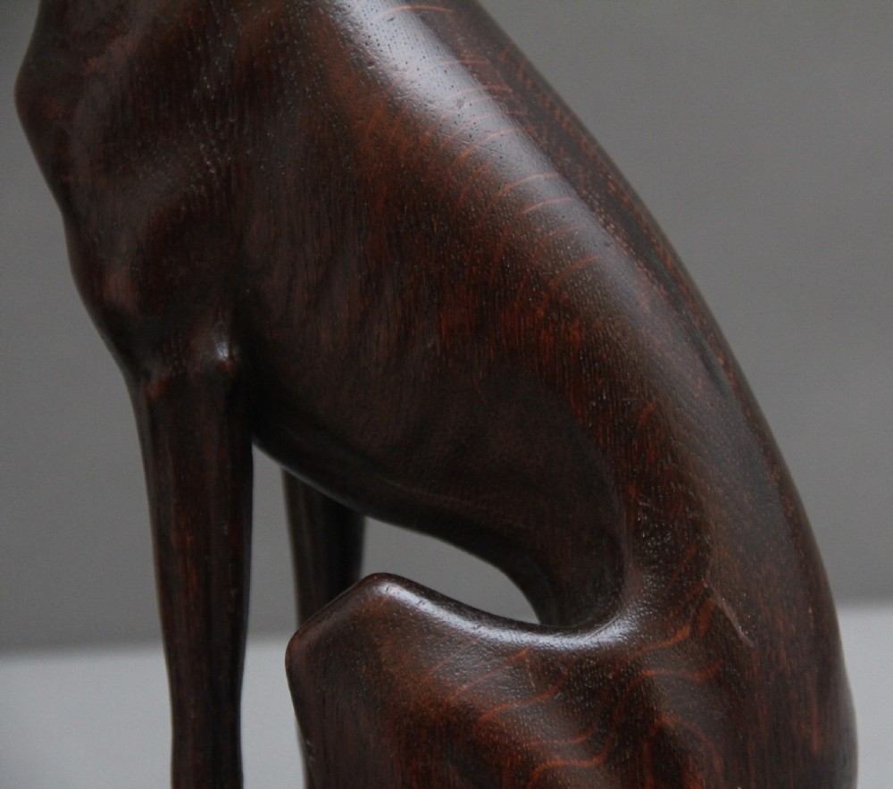 Pair early 20th Century carved oak greyhounds View XII
