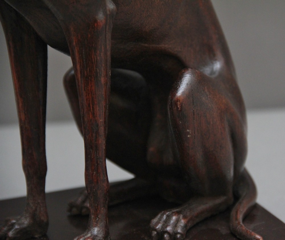 Pair early 20th Century carved oak greyhounds View XIII