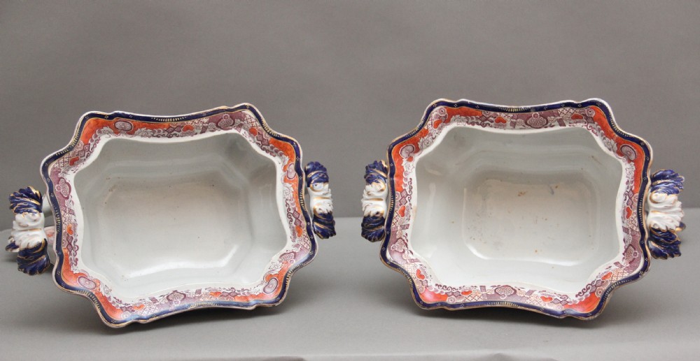 Pair 19th Century Masons iron stone tureens View XIII