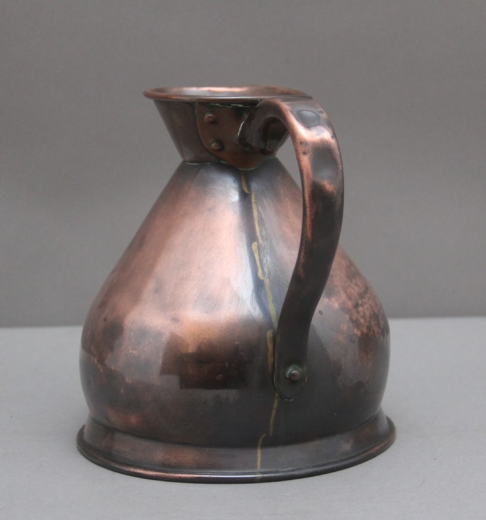 19th Century half gallon copper measuring jug View V