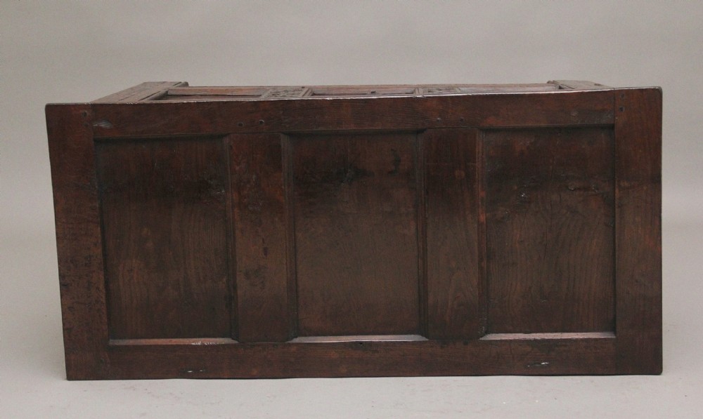 18th Century carved and inlaid oak coffer View XI