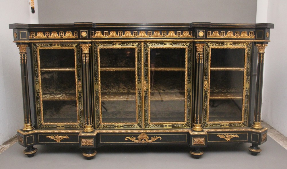 Large 19th Century ebonised and boulle credenza