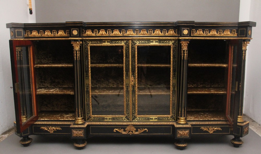 Large 19th Century ebonised and boulle credenza View II
