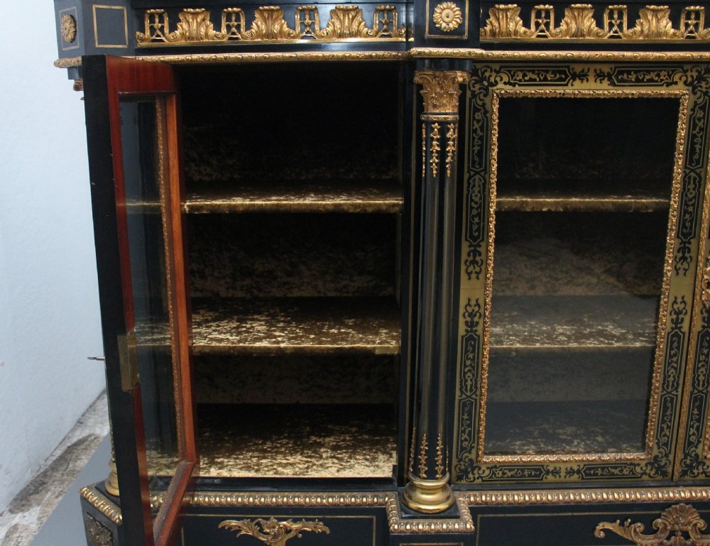 Large 19th Century ebonised and boulle credenza View V