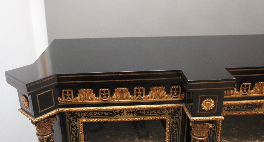 Large 19th Century ebonised and boulle credenza View VI