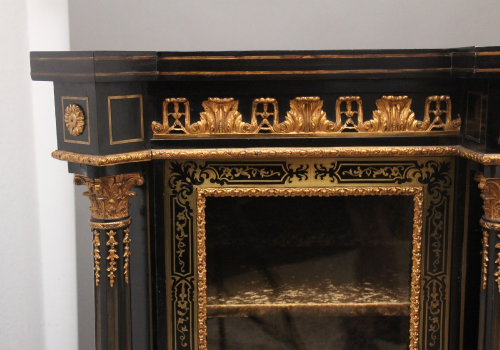 Large 19th Century ebonised and boulle credenza View VII