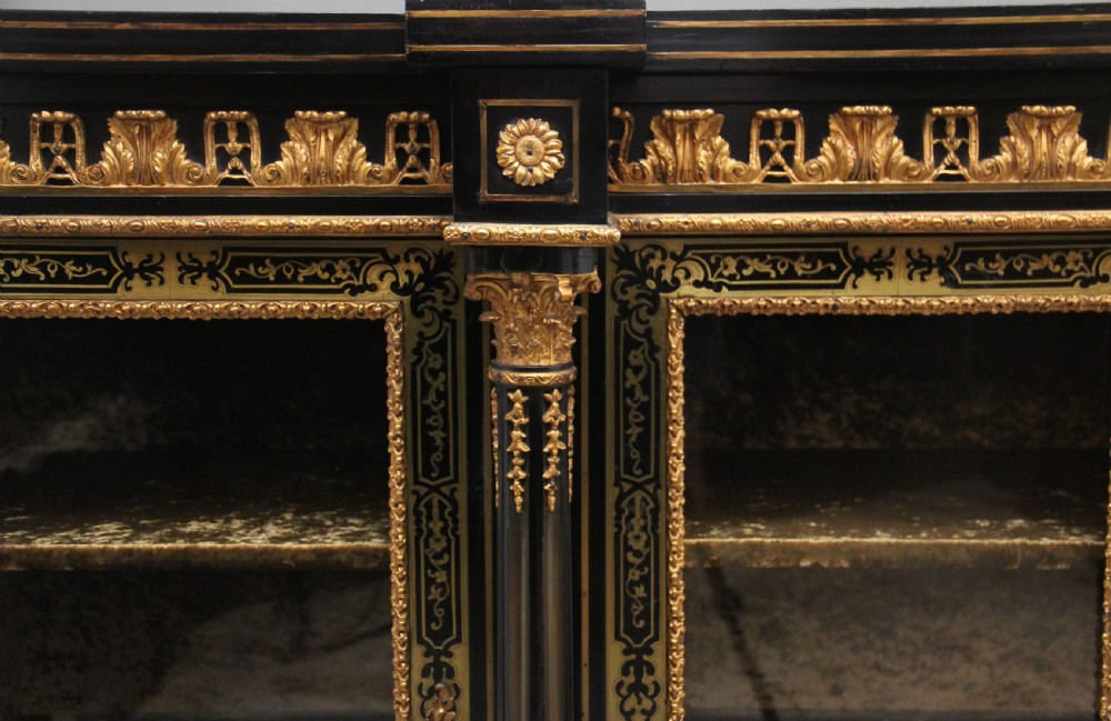 Large 19th Century ebonised and boulle credenza View VIII