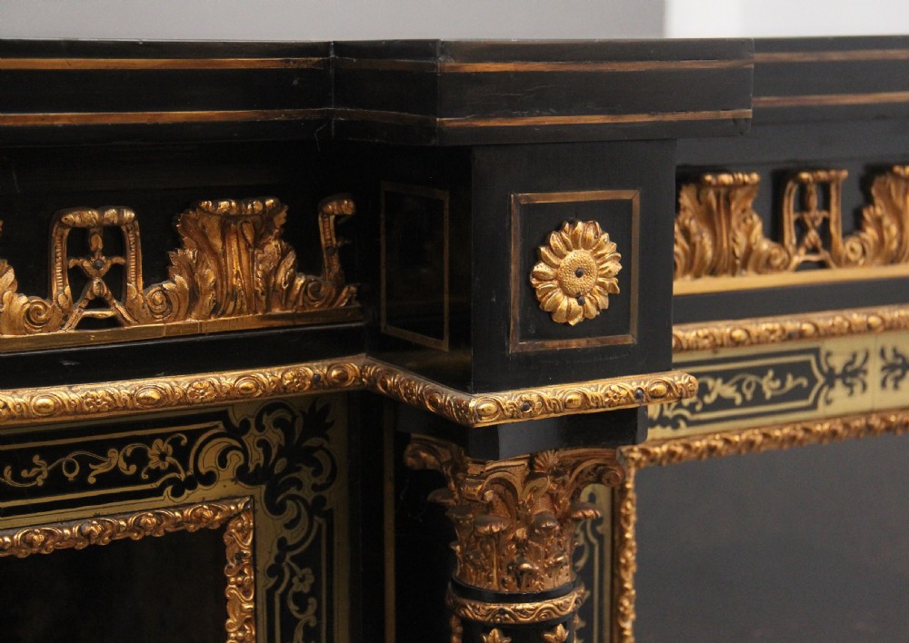 Large 19th Century ebonised and boulle credenza View IX