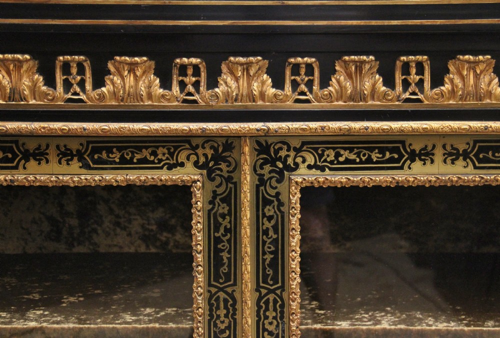 Large 19th Century ebonised and boulle credenza View XIII