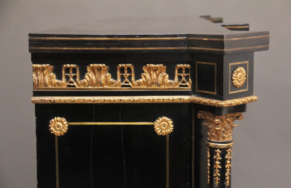 Large 19th Century ebonised and boulle credenza View XVI