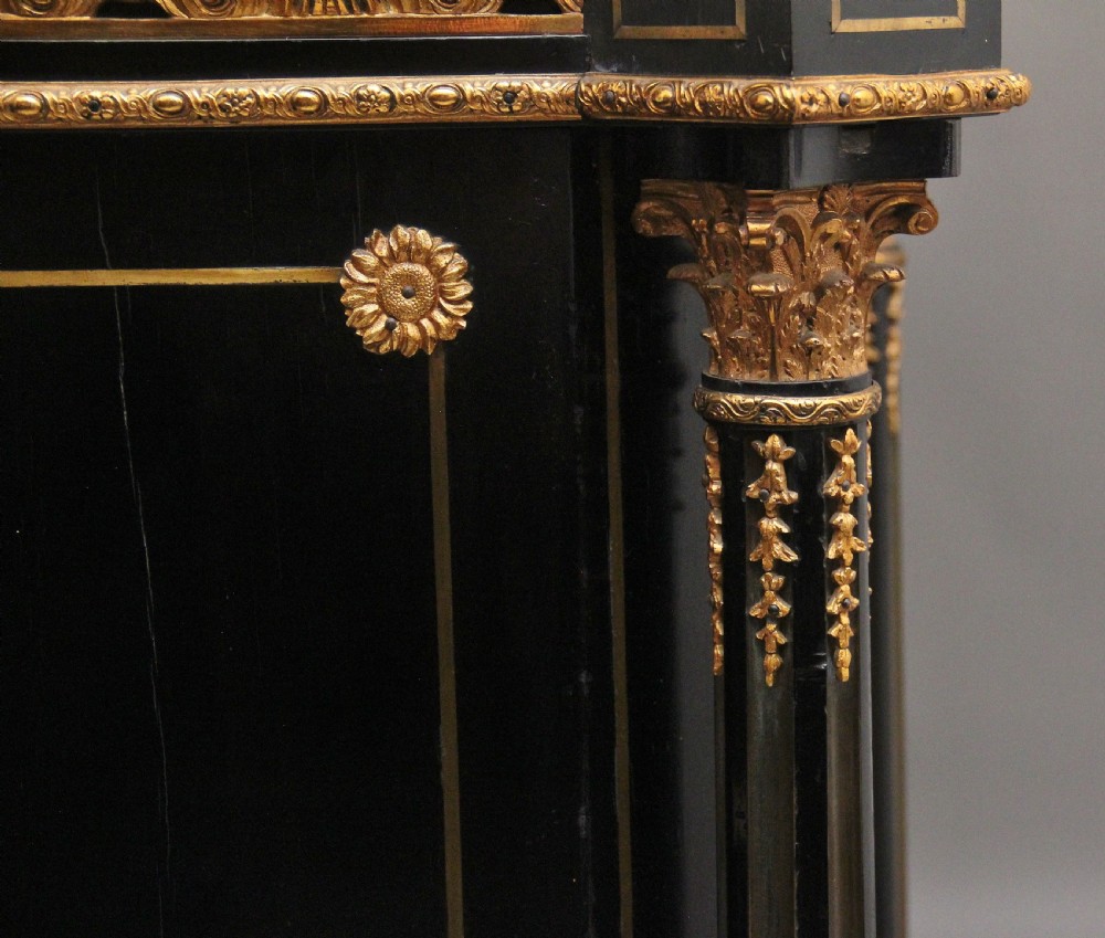 Large 19th Century ebonised and boulle credenza View XVII