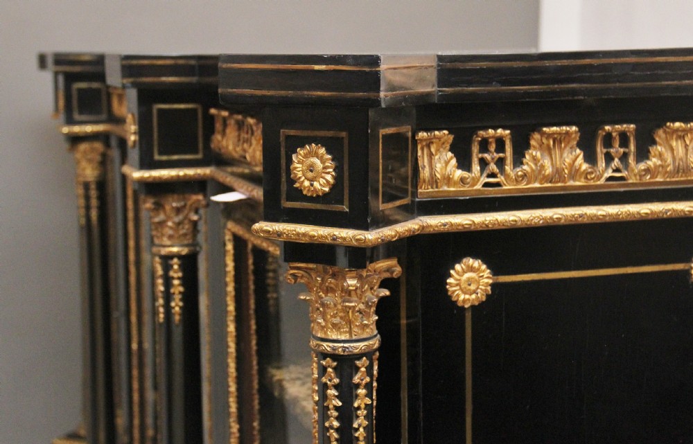 Large 19th Century ebonised and boulle credenza View XXIII