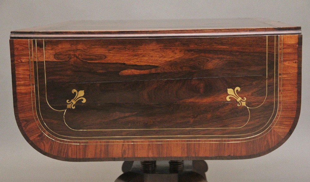 Regency rosewood and brass inlaid sofa table View X